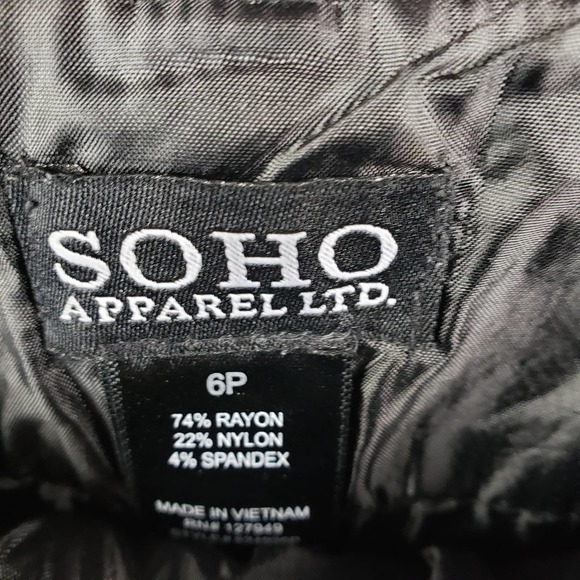 SOHO Apparel Casual Pants Womens Size 6P Flat Front Straight Leg Rayon Black - Picture 7 of 7